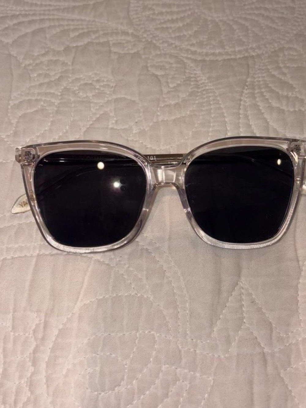 Quay Clear Frame Sunglasses with Black Lenses